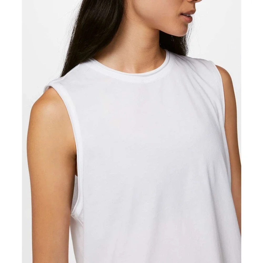 Lululemon Show Your Edge Crew Neck Sleeveless Pima Cotton Muscle Tank White 4